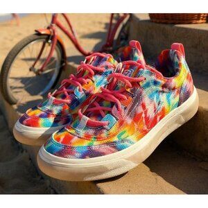 Fila Womens Tie-Dye Sneakers Size 8 UK 5.5 EUR 39 Colorful Canvas Upper